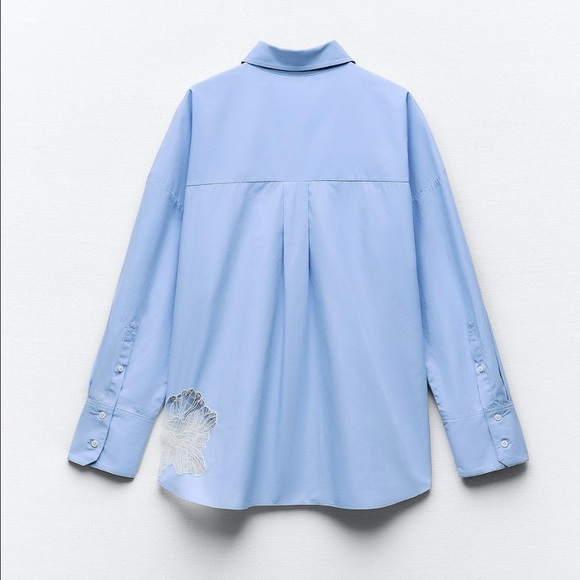 EMBROIDERED FLOWER POPLIN SHIRT - Picture 10 of 11